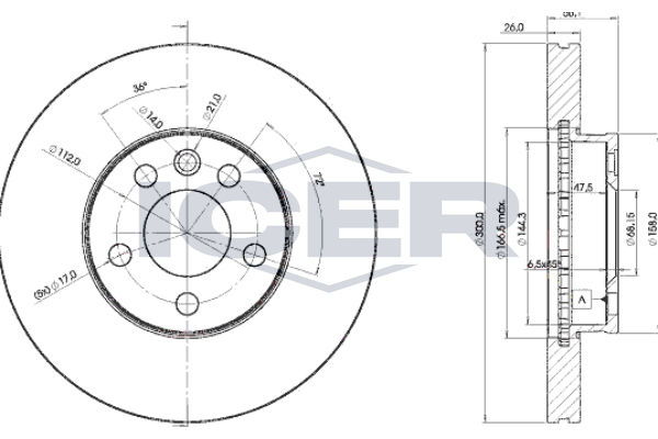 Handler.Part Brake disc ICER 78BD15312 1