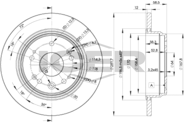 Handler.Part Brake disc ICER 78BD17062 1