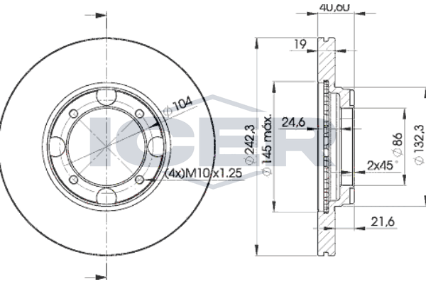 Handler.Part Brake disc ICER 78BD21352 1