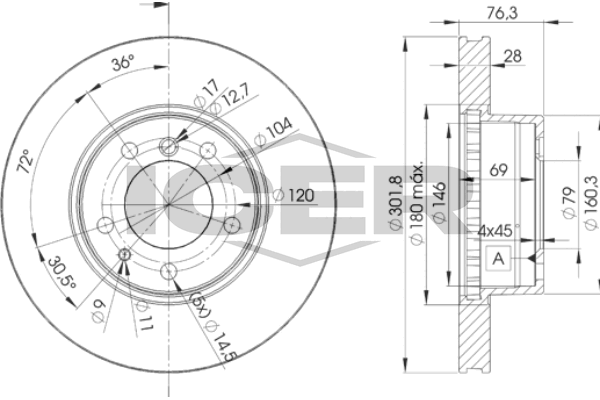 Handler.Part Brake disc ICER 78BD22151 1