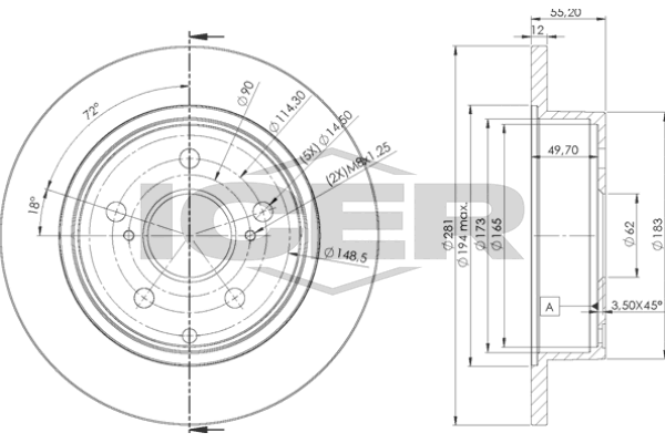 Handler.Part Brake disc ICER 78BD28822 1