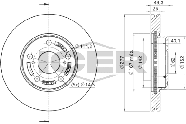 Handler.Part Brake disc ICER 78BD28972 1