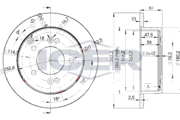 Handler.Part Brake disc ICER 78BD29052 1