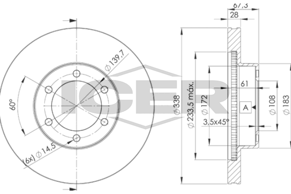 Handler.Part Brake disc ICER 78BD29182 1