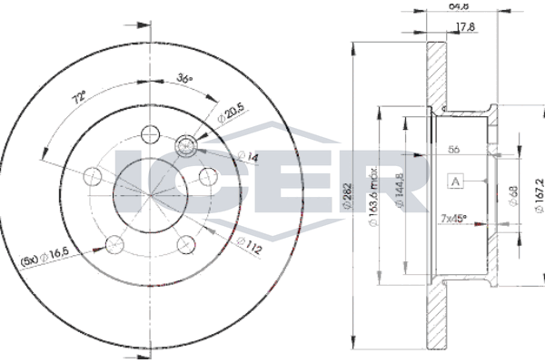 Handler.Part Brake disc ICER 78BD30122 1