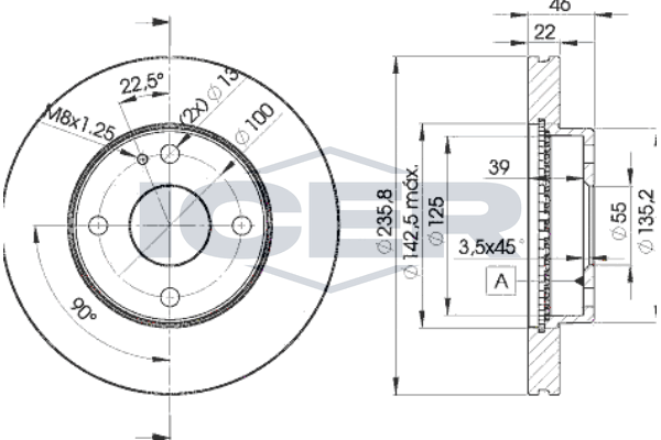 Handler.Part Brake disc ICER 78BD32652 1