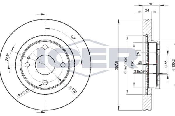 Handler.Part Brake disc ICER 78BD32662 1