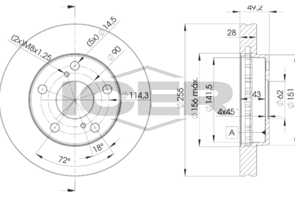 Handler.Part Brake disc ICER 78BD33022 1