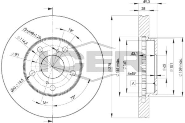 Handler.Part Brake disc ICER 78BD33042 1