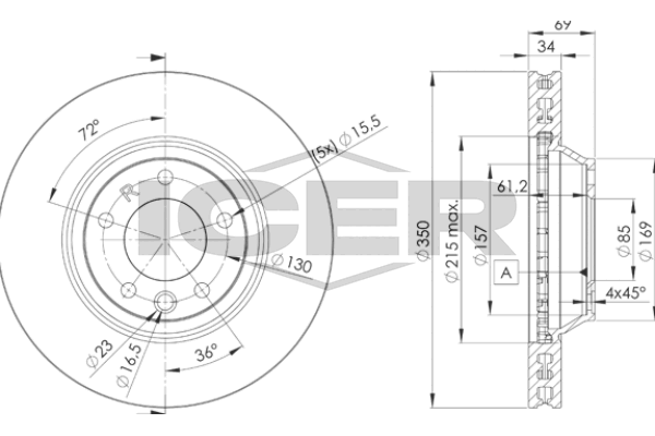 Handler.Part Brake disc ICER 78BD33241 1