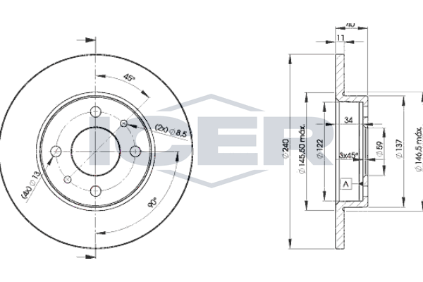 Handler.Part Brake disc ICER 78BD34652 1