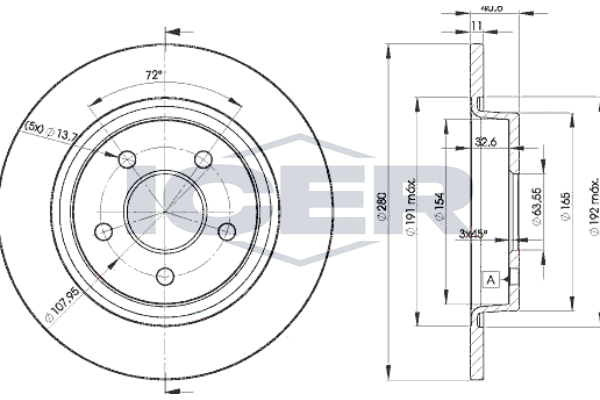 Handler.Part Brake disc ICER 78BD39622 1