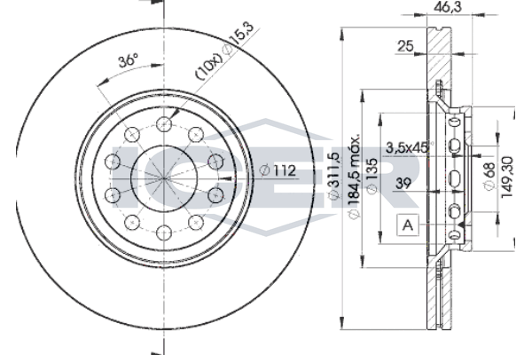 Handler.Part Brake disc ICER 78BD40652 1