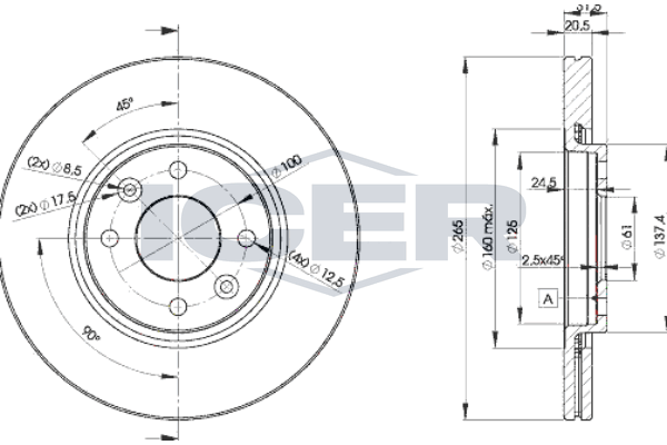 Handler.Part Brake disc ICER 78BD41932 1