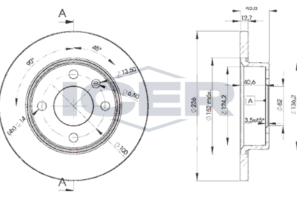 Handler.Part Brake disc ICER 78BD43222 1