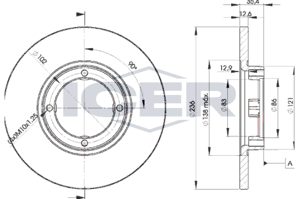 Handler.Part Brake disc ICER 78BD43922 1