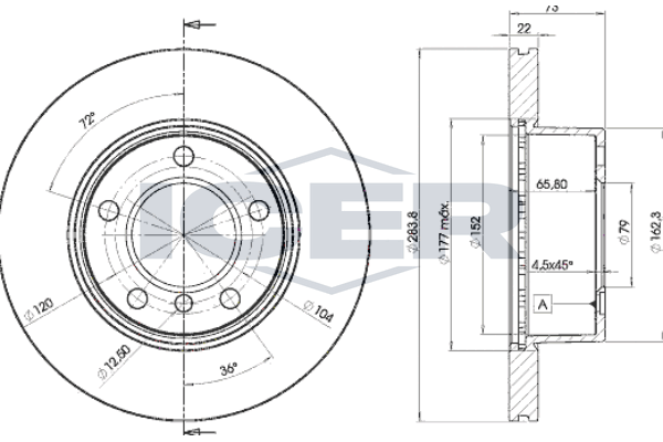 Handler.Part Brake disc ICER 78BD46292 1