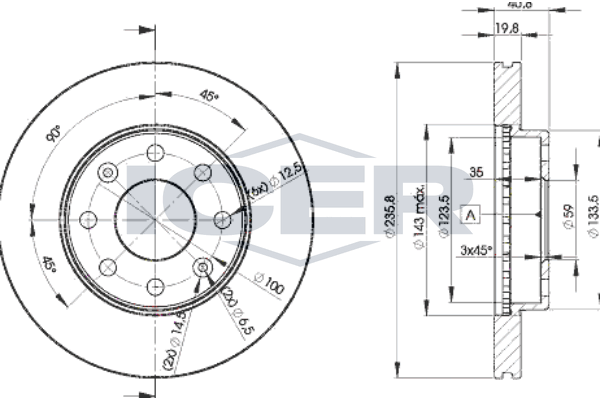 Handler.Part Brake disc ICER 78BD46332 1