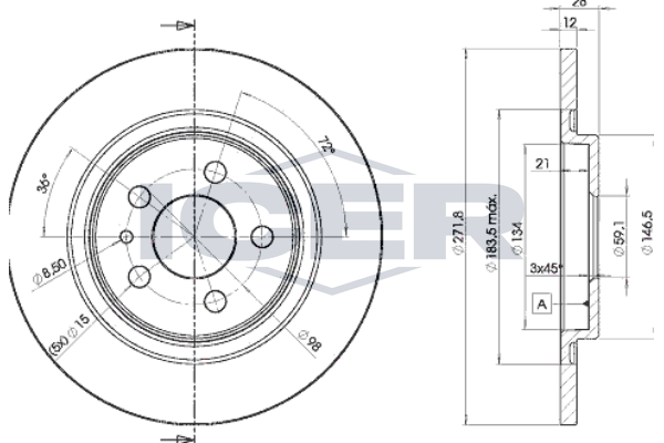 Handler.Part Brake disc ICER 78BD46792 1