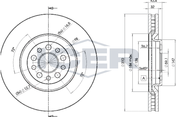 Handler.Part Brake disc ICER 78BD46842 1