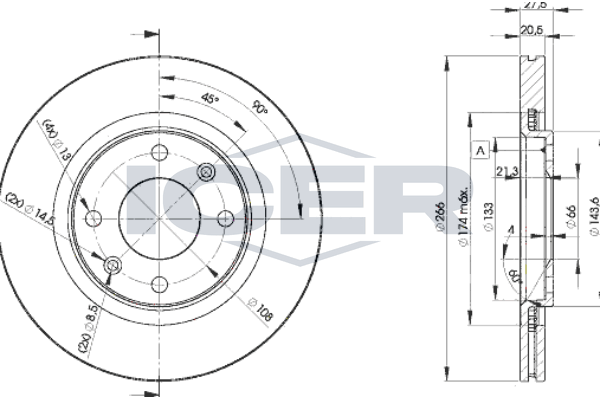 Handler.Part Brake disc ICER 78BD46972 1