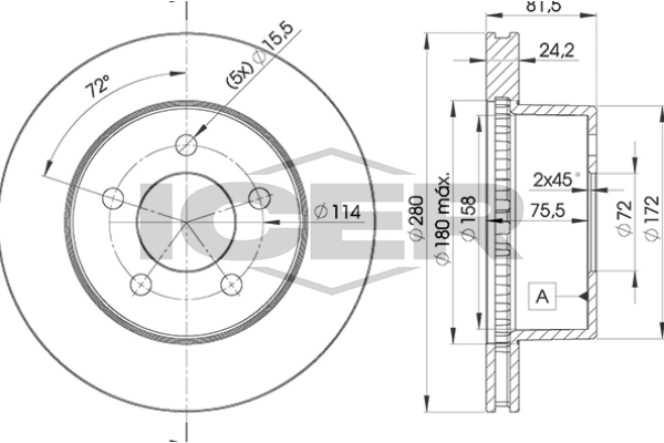 Handler.Part Brake disc ICER 78BD51151 1