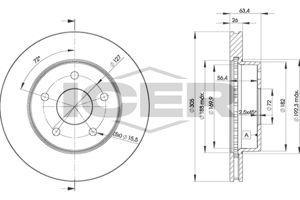 Handler.Part Brake disc ICER 78BD51172 1