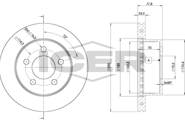 Handler.Part Brake disc ICER 78BD53961 1