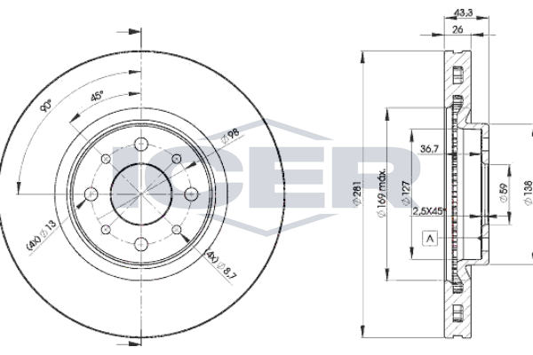 Handler.Part Brake disc ICER 78BD55462 1