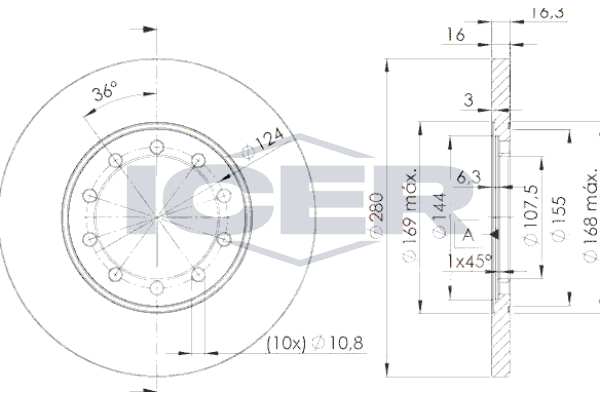 Handler.Part Brake disc ICER 78BD56312 1