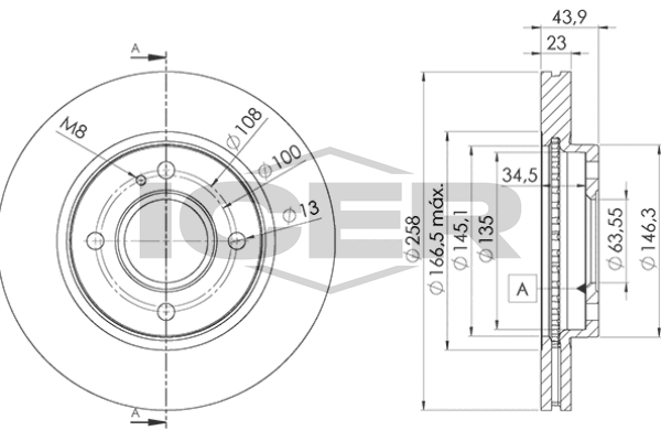 Handler.Part Brake disc ICER 78BD56362 1