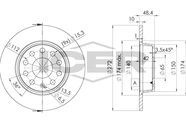 Handler.Part Brake disc ICER 78BD56372 1