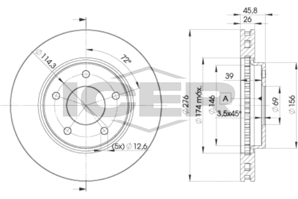 Handler.Part Brake disc ICER 78BD59232 1