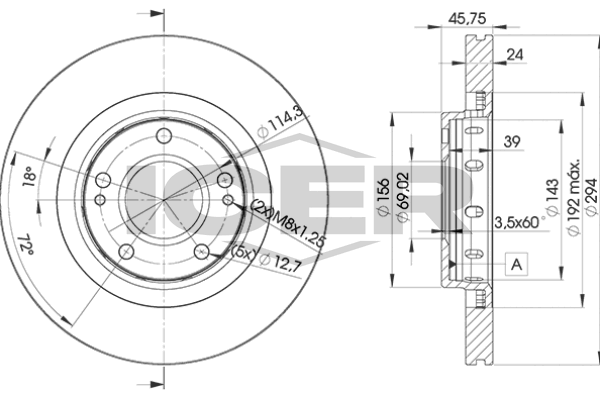 Handler.Part Brake disc ICER 78BD59242 1