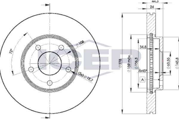 Handler.Part Brake disc ICER 78BD59802 1