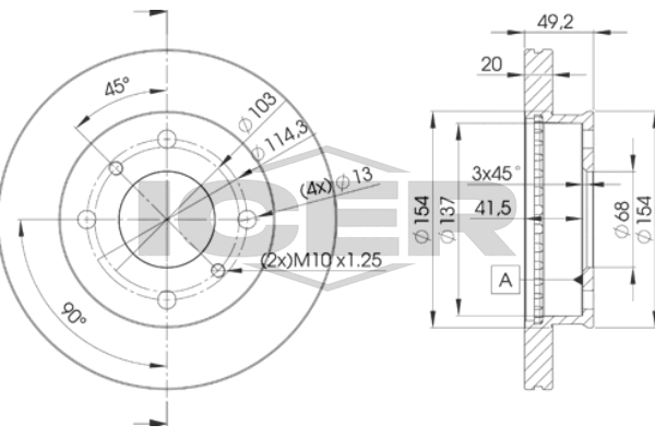 Handler.Part Brake disc ICER 78BD60012 1