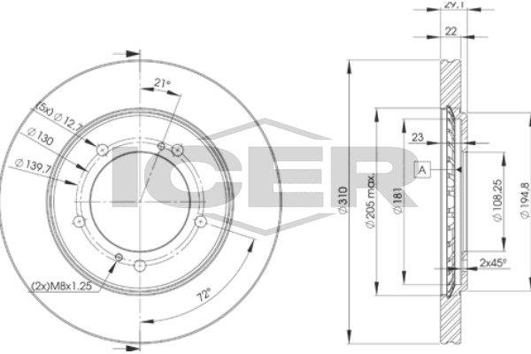 Handler.Part Brake disc ICER 78BD60102 1