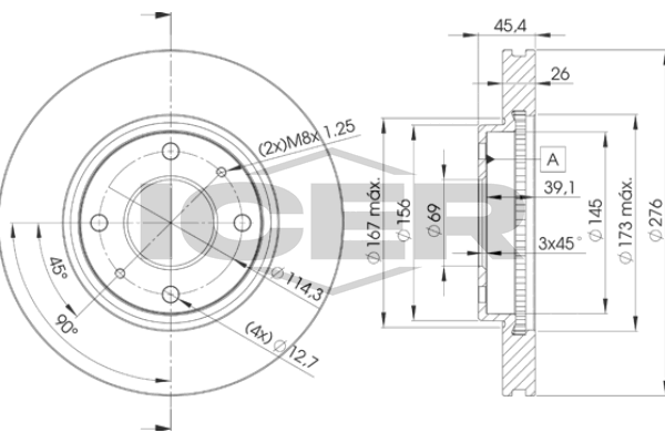 Handler.Part Brake disc ICER 78BD60702 1