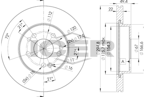 Handler.Part Brake disc ICER 78BD64712 1