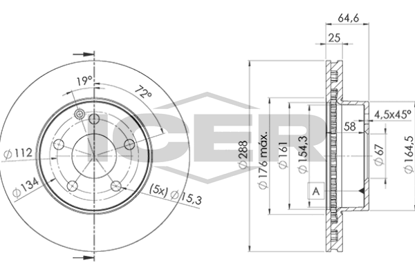 Handler.Part Brake disc ICER 78BD64762 1