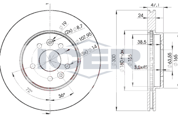 Handler.Part Brake disc ICER 78BD67672 1