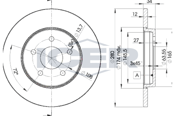 Handler.Part Brake disc ICER 78BD67682 1