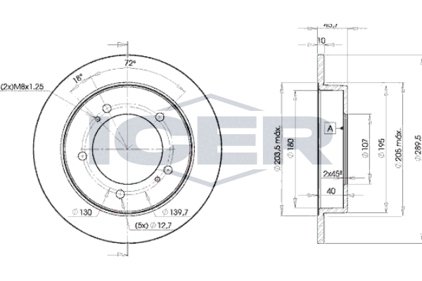 Handler.Part Brake disc ICER 78BD69702 1