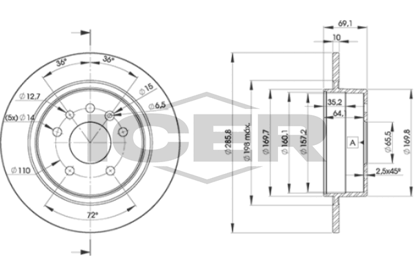 Handler.Part Brake disc ICER 78BD74762 1