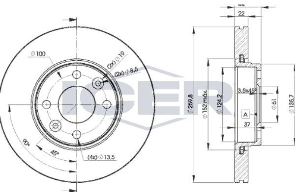 Handler.Part Brake disc ICER 78BD77952 1