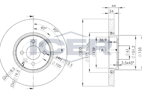 Handler.Part Brake disc ICER 78BD78972 1