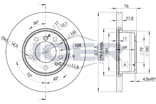 Handler.Part Brake disc ICER 78BD80401 1