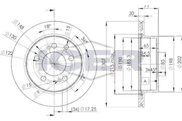 Handler.Part Brake disc ICER 78BD86752 1