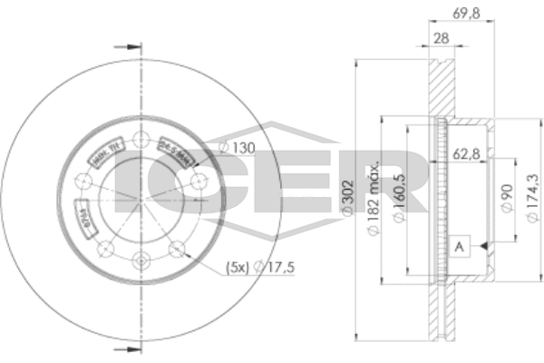 Handler.Part Brake disc ICER 78BD87662 1