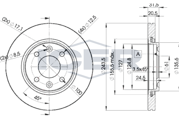 Handler.Part Brake disc ICER 78BD89012 1